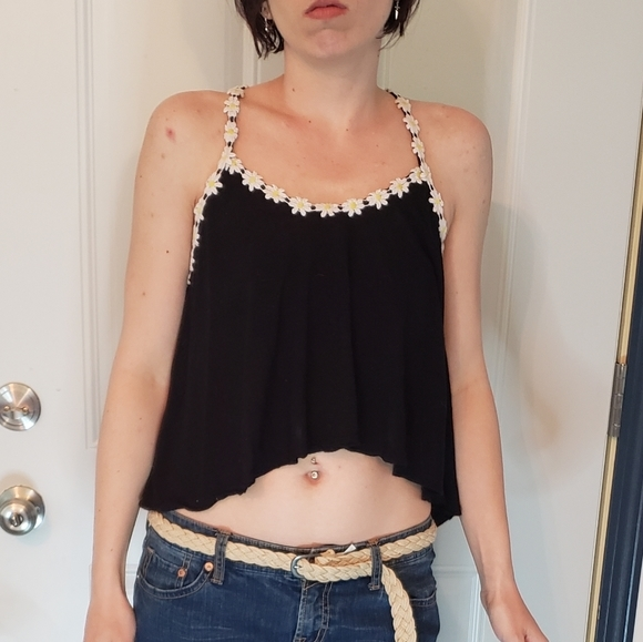Tops - Retro Daisy Racerback Crop‎ Top